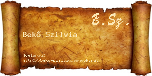 Bekő Szilvia névjegykártya